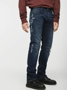 $298 Authentic Rare DIESEL Men's Distressed SAFADO Blue Regular Slim Jeans 30 - Picture 1 of 9
