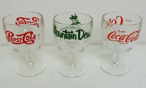 Pepsi Coke Mountain Tau Gläser Soda Pop klar Vintage Stielkelch 6" Grübchen - Bild 1 von 18