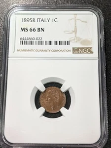 1895 R MS66 BN Italy Centesimo Vittorio Umberto I Rome NGC KM 29 Beautiful Coin! - Picture 1 of 4
