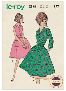Abito camicia vita anni '60 motivo cucito busto 36 - Foto 1 di 2