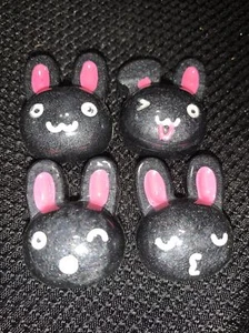 Hand Crafted 4 Piece Set Bunny Rabbit Magnets charcoal - Picture 1 of 1