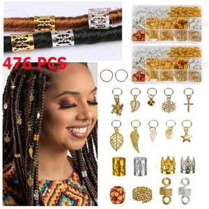 476pcs Hair Jewelry Braid Rings Cuff Decor Pendants Dreadlocks Beads Accessories - Picture 1 of 10