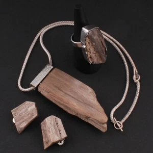 Jørgen Kjær Poulsen Sterling Silver Necklace, Ring, Ear Clips. DENMARK (3 pcs.) - Picture 1 of 7