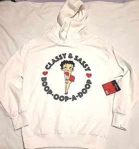 Betty Boop Women White Pullover Hoodie Size M Classy & Sassy Boop=Oop-A-Doop - Picture 1 of 17