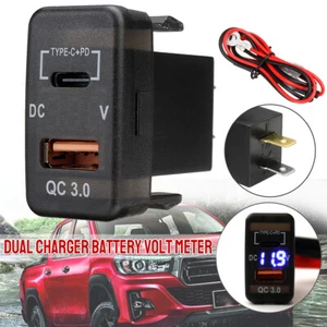 Car Type-C USB Charger Adapter Voltmeter for Toyota Tacoma 4Runner Tundra RAV4 - Picture 1 of 9