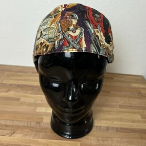 Vintage Motorcycle Riding Skull Cap Pin Up Girl Space Theme Made in USA - Picture 1 of 7