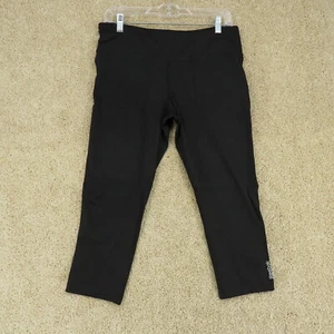REEBOK Womens Large Black Stretch Below Knee Workout Yoga Running Pants Leggings - Picture 1 of 7
