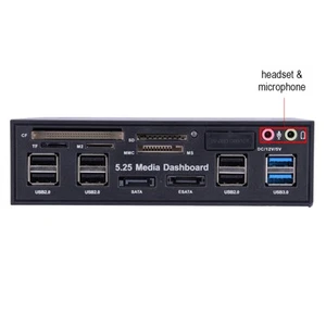 5 25 Zoll Media Dashboard Frontplatte Usb3.0/2 0 Hub Esata Multi KUI - Photo 1/17
