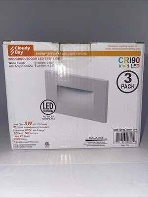 CLOUDY BAY 120V Dimmable LED Indoor Outdoor Step Light 4.75" 3pack Quantity 2box - Image 1 of 4