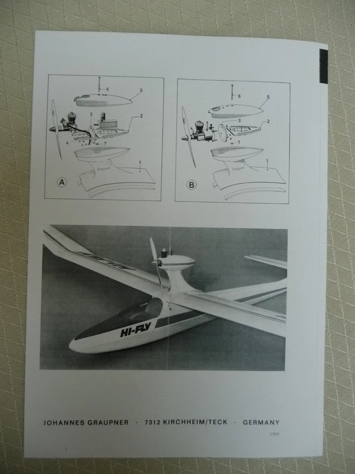 Stückliste + Bohrschablone  Motoraufsatz HI-FLY/AMIGO - Bild 1 von 3