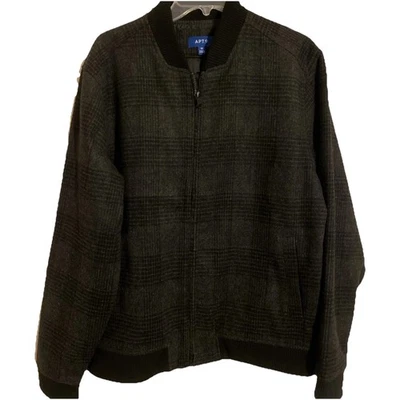 APT.9 Faux Wool Bomber Jacket Black Gray Plaid Standard Fit Size Medium NWT - Image 1 of 4
