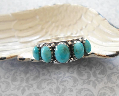 Anillo de plata de ley 925 turquesa talla 10,5 RE28K Foto 1 de 4