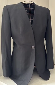 Veste blazer femme Emporio Armani noir sans col 70% laine Italie 36” poitrine - Photo 1/16