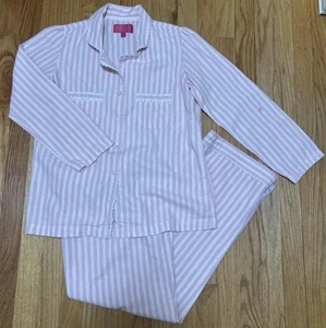 Vintage Victoria’s Secret Pink White Stripe Pajama Set Long Sleeve Size Sm Short - Picture 1 of 13