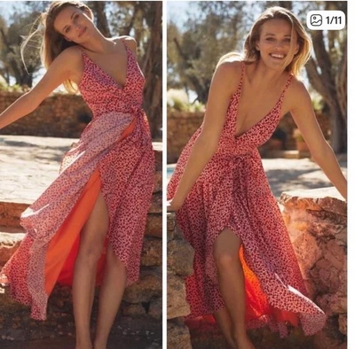 New Anthropologie Hutch Flutter Wrap Midi Dress Size XS Petite MSRP: $198 - Image 1 of 4