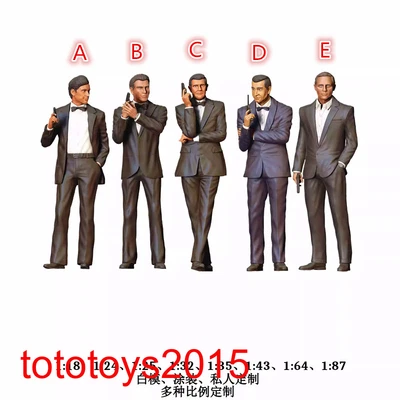 DIY 1/64 1/87 James Bond Suit Men Scene Miniature Figures Doll For Car Vehicles - Image 1 of 4