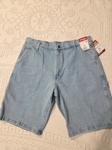Wrangler Shorts Men 36 Baggy Denim Jorts Carpenter Light Wash Skater Y2K Hip Hop - Picture 1 of 6