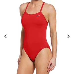 Nike Girls' Big Racerback One Piece Swimsuit NESS9844-814-Sz: L-RED-NWT - Picture 1 of 4