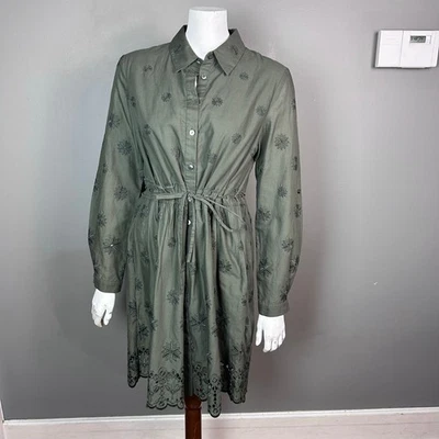 Diane von Furstenberg рубашка платье размер 8 вышитый зеленый Western cottagecore - Изображение 1 из 4