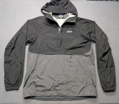 Chaqueta de Lluvia Pullover Patagonia Torrentshell 1/4 Cremallera Para Hombre Talla Pequeña Negra Gris  Foto 1 de 4
