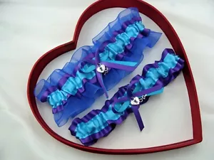 NUOVA SEXY giarrettiera da sposa turchese/viola/blu reale ballo GetTheGoodStuff - Foto 1 di 2
