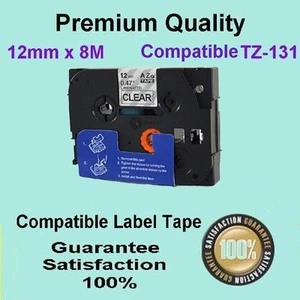 10X TZ131 P-touch Label Tape 12" Comp with Brother PT-2420PC 2300 Black-ON-Clear - Picture 1 of 1