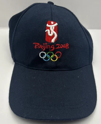 Olympic Hat Beijing 2008 Blue Cap Strapback Adjustable Embroidered Logo Baseball - Image 1 of 3