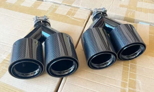 Wet Carbon Fiber Gloss Black Quad Exhaust Tips for Camaro Firebird Trans Am - Picture 1 of 4