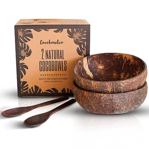 Coconut Bowl & Wooden Spoons Bowl Set - Birthday Gifts for Women - Coconut Bo... - Picture 1 of 6
