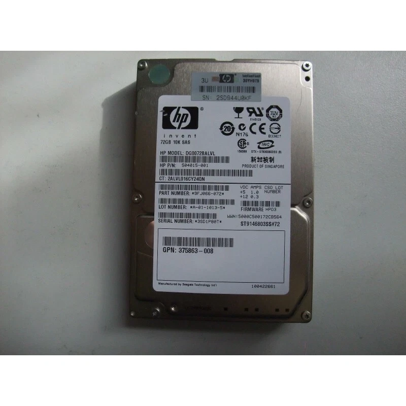 HP DG0072BALVL 72GB SAS 10k 2.5'' 376597-001 504015-001 434916-001 375861-B21 - Image 1 of 1
