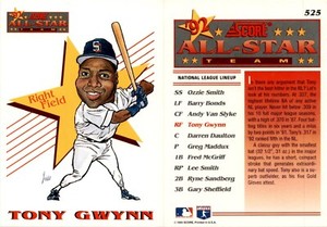 1993 Score All Star Team TONY GWYNN Baseball Card 525 San Diego Padres