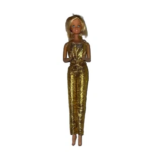 Vintage 1980 Golden Dream Barbie Gold Jumpsuit Pants Bodysuit 1966 Taiwan - Picture 1 of 6