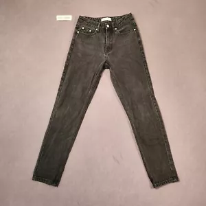 Assembly Label Women's Tapered MID Rise BLACK WASH DENIM JEANS SIZE 6 - Picture 1 of 11