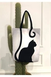 Bolso de playa con estampado de gato negro - Imagen 1 de 2