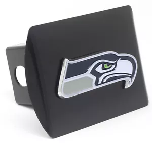 Seattle Seahawks Heavy Duty Black Metal Hitch Cover with 3D Logo - Picture 1 of 2