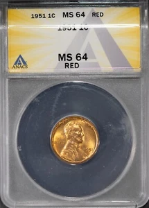 1951 1C Lincoln Head Small Cent MS 64 Red New ANACS # 7625674 + Bonus OMS - Picture 1 of 2