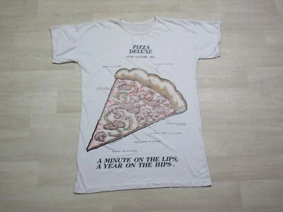 Camisa de Noche Larga Talla Única Pizza Deluxe Años 80 De Colección "Labios Minutos Año en Caderas" Foto 1 de 4