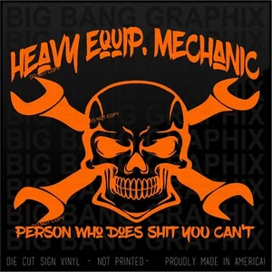 Heavy Equipment Mechanic Decal Sticker Vinyl Die Cut Car Truck Window Job - Picture 1 of 3
