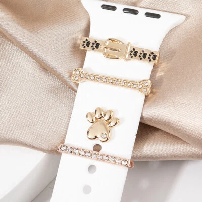 Dijes de correa de silicona para Apple Watch 8 7 elegante adorno decorativo de pedrería Foto 1 de 4