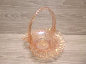 Fenton Art Glass Flower Pink Opalescent Basket, made in U.S.A. - Picture 1 of 5