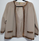 Vintage Women's Laura Ming 100% Wool Heavily Beaded Silk Lined Cardigan
