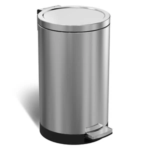 8 Gallon/30L Stainless Steel Trash Can, Kitchen Garbage Can with Lid, Round - Picture 1 of 8