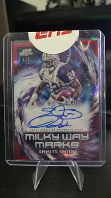 Topps Cromo 2024 Emmitt Smith Vía Láctea Marcas Rojo Acampanado Automático/5 Foto 1 de 2