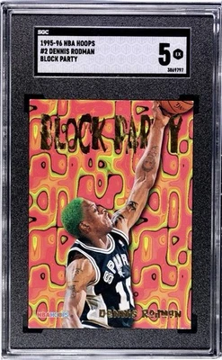 1995-96 NBA HOOPS Block Party Деннис Родман No2 Оценка SGC 5 EX San Antonio Spurs - Изображение 1 из 2