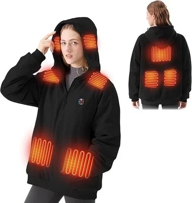 Sudadera con Capucha Térmica Eléctrica Unisex 9 Zonas 16000mAh Batería 8H Calor Foto 1 de 4