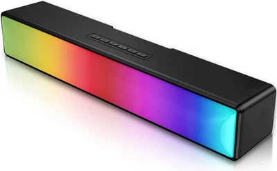 RGB Computer Sound Bar with Bluetooth 5.1 and USB Powered Stereo Speakers - Image 1 of 4