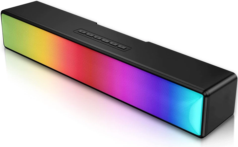 RGB Computer Sound Bar with Bluetooth 5.1 and USB Powered Stereo Speakers - Image 1 of 4