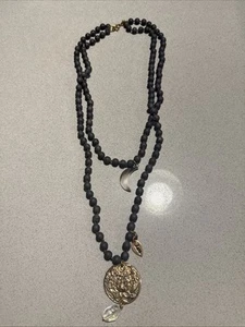 Collar de cuentas druzy negras Mala - Imagen 1 de 2