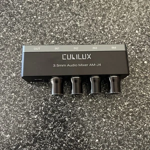 "Mezclador de audio AM-K4 6,35 mm [ultra bajo ruido, amplificador HiFi] mini de 4 canales de entrada de línea 1/4""" - Imagen 1 de 4