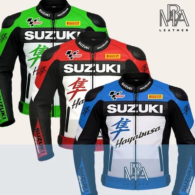 Chaqueta de cuero Suzuki Hayabusa chaqueta de carreras de motocicletas con engranajes de protección Foto 1 de 4